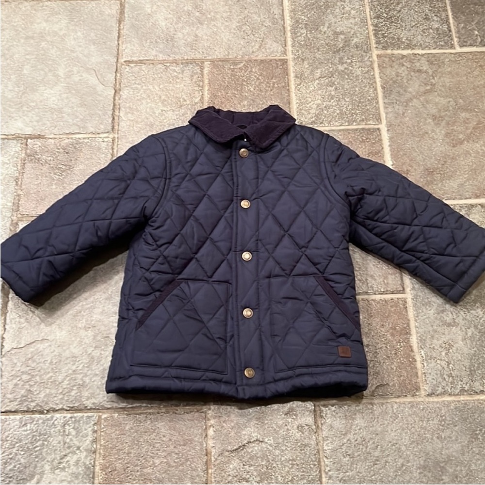 Janie & Jack Quilted Navy Barn Jacket, 2T
